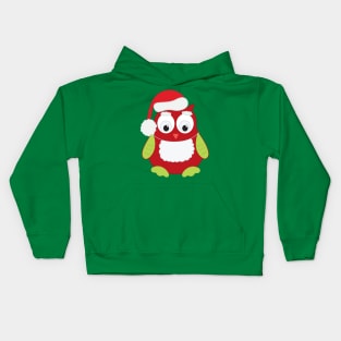 Owl in Santa Hat and Apron Kids Hoodie